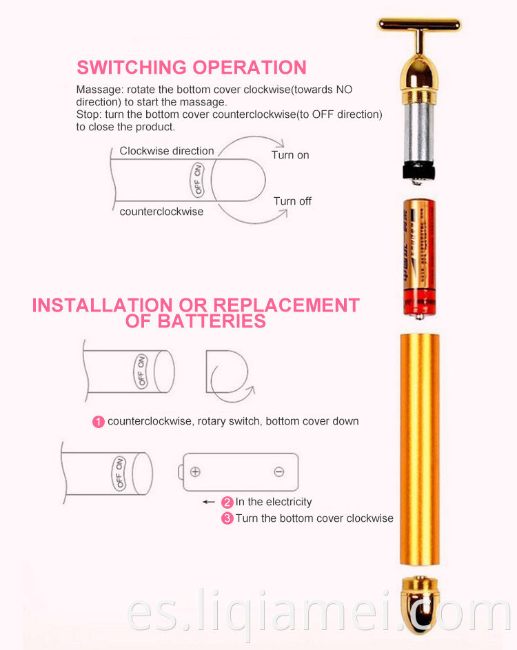 Mini vibración eléctrica Barra de oro Masajera facial Barra de belleza Energía